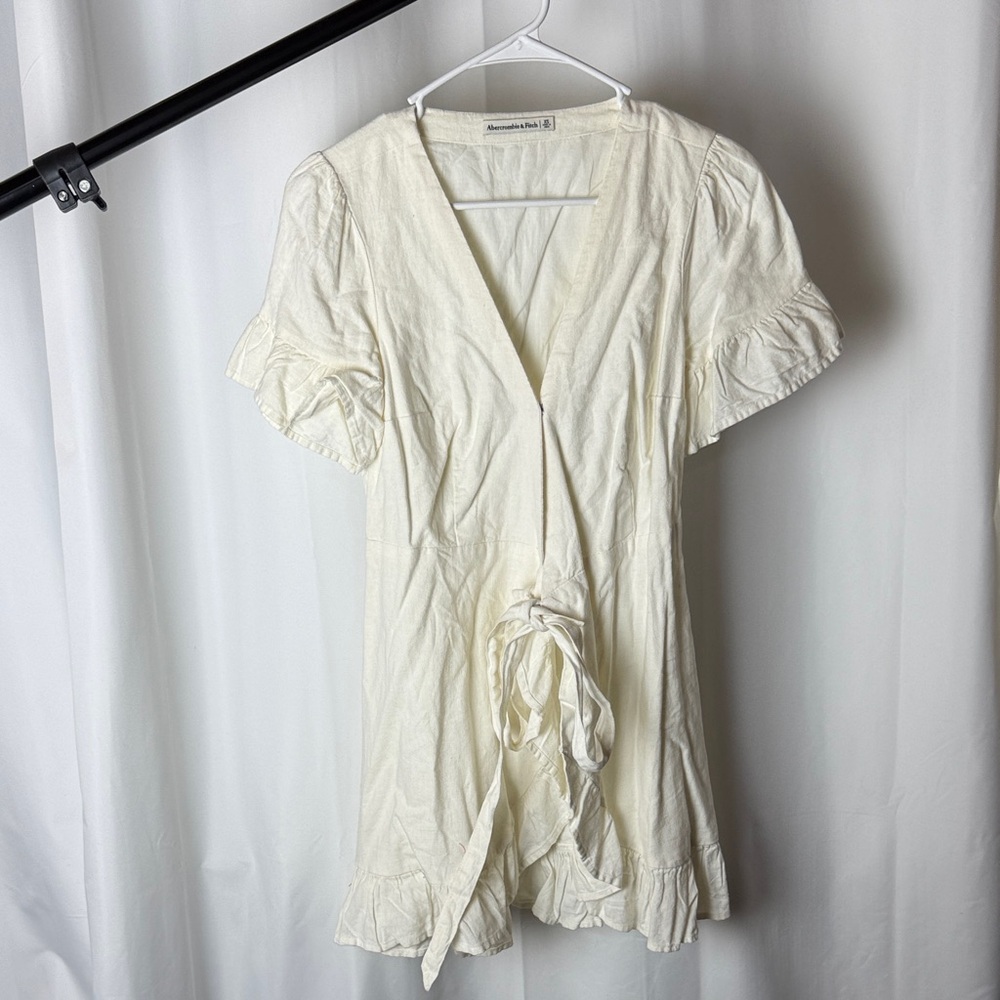 Abercrombie & Fitch Cream Short Sleeve Mini Dress